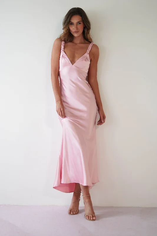 Bethanie Soft Satin Maxi Dress | Light Pink