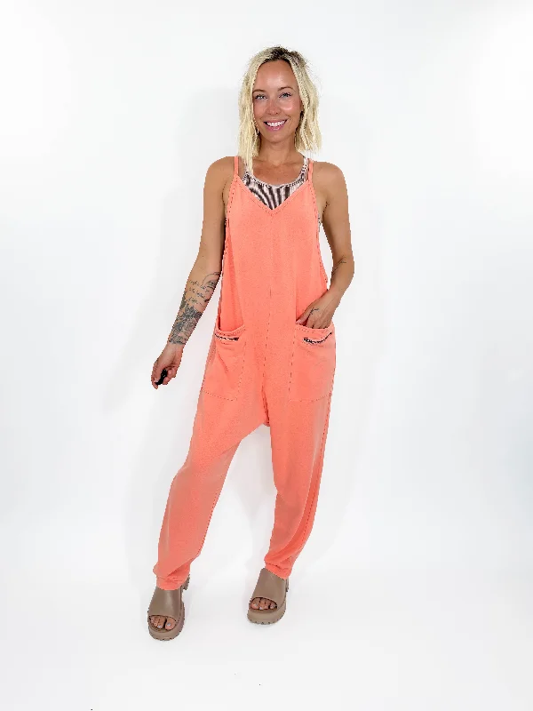 Go Getter Jumpsuit- CORAL PEACH-FINAL SALE