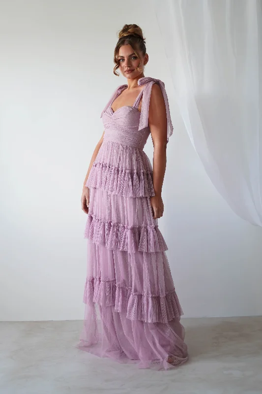 Darling Ruffle Tulle Maxi Dress | Mauve