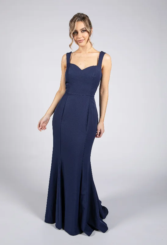 Deep Navy Sweetheart Fitted Gown