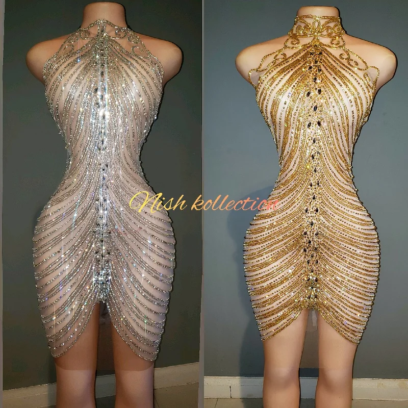 Diamond V Rhinestone Dress