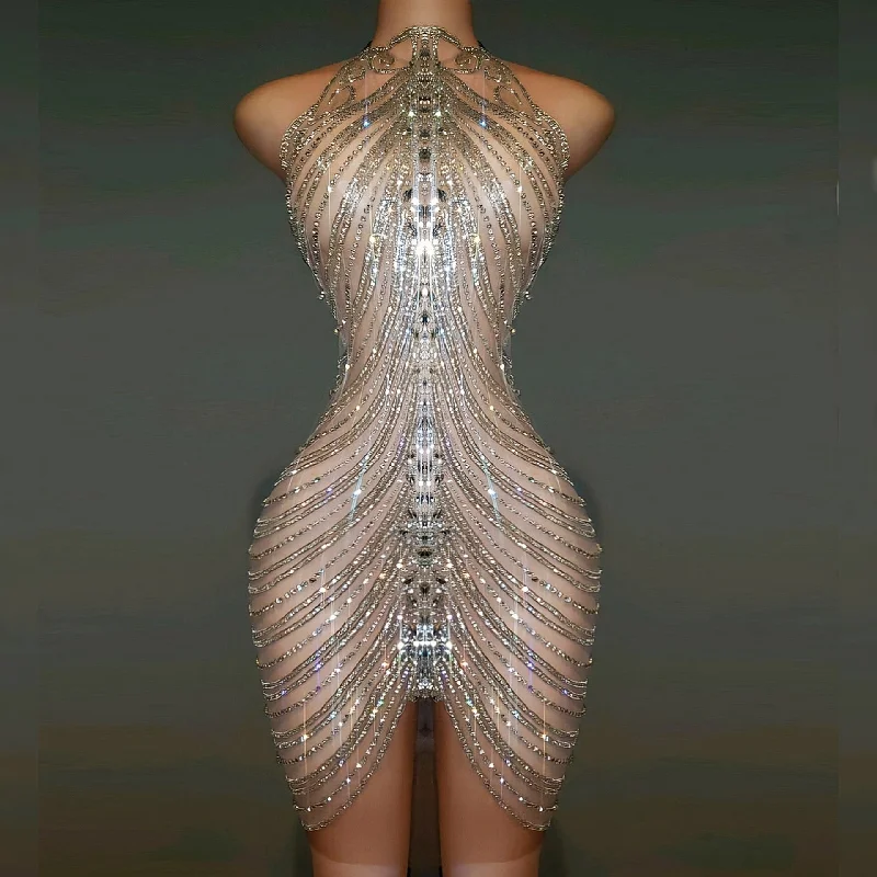 Diamond V Zena Rhinestone Dress