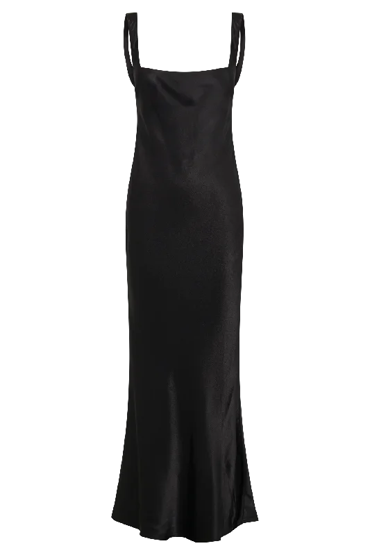 Ensley Satin Maxi Dress - Black