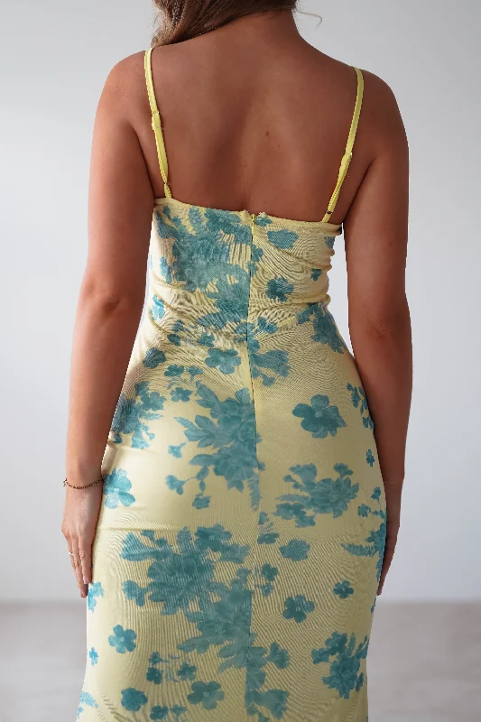 Francesca Bodycon Maxi Dress | Yellow Print