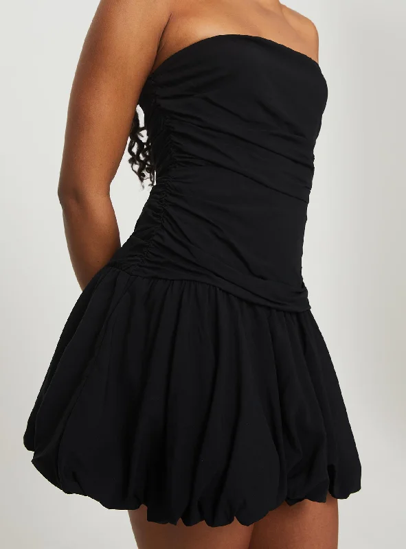 Glamour Girl Strapless Bubble Hem Mini Dress Black