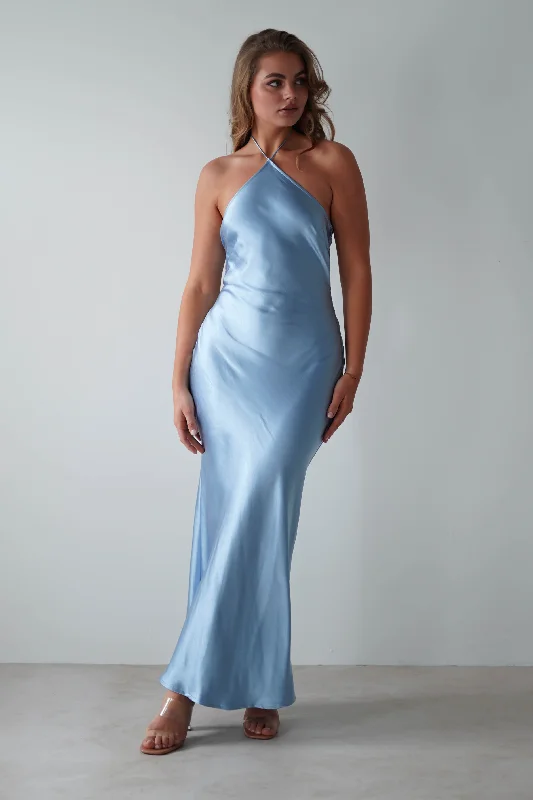 Heather Soft Satin Maxi Dress | Blue