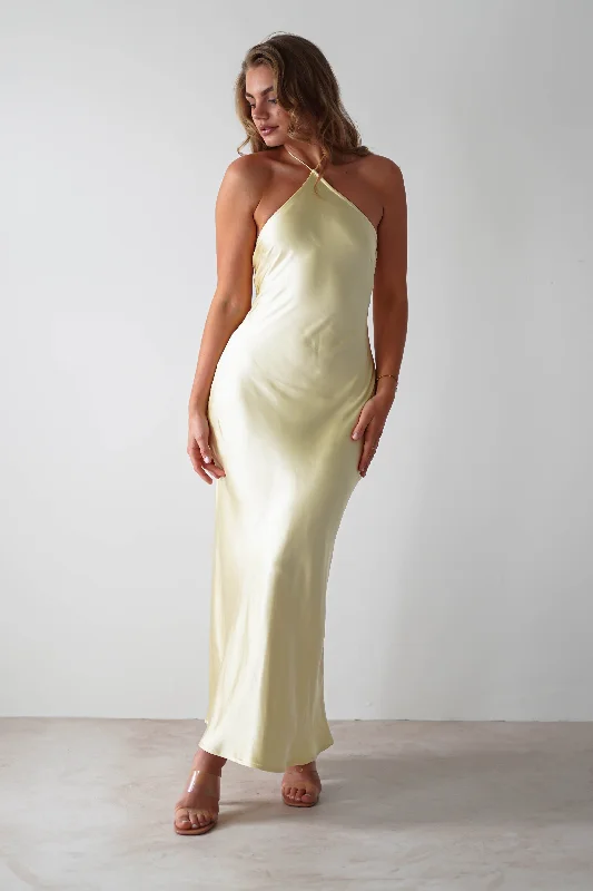 Heather Soft Satin Maxi Dress | Yellow