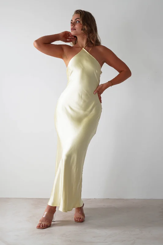 Heather Soft Satin Maxi Dress | Yellow