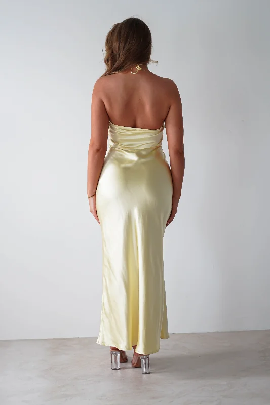 Heather Soft Satin Maxi Dress | Yellow