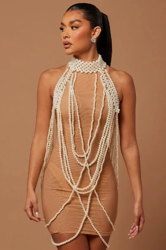 Kimberly Pearl Mini Dress - Nude