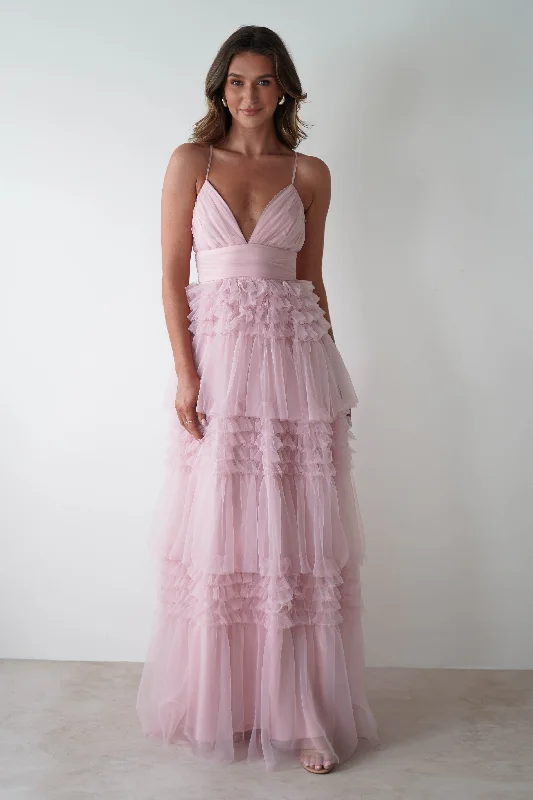 Madeleine Tulle Layered Maxi Dress | Pink