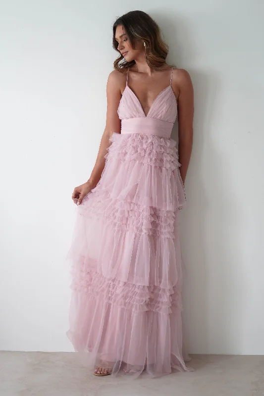 Madeleine Tulle Layered Maxi Dress | Pink