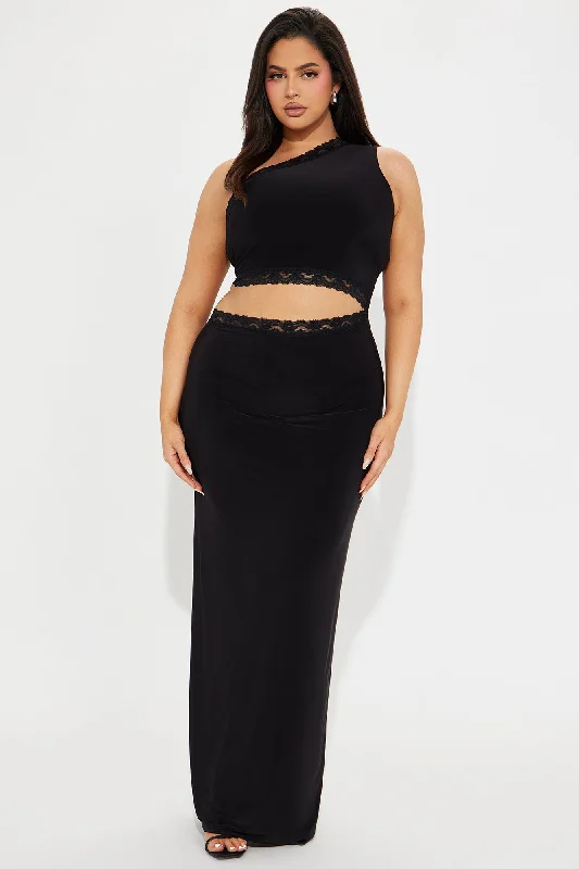 Make Time Double Lined Maxi Dress - Black