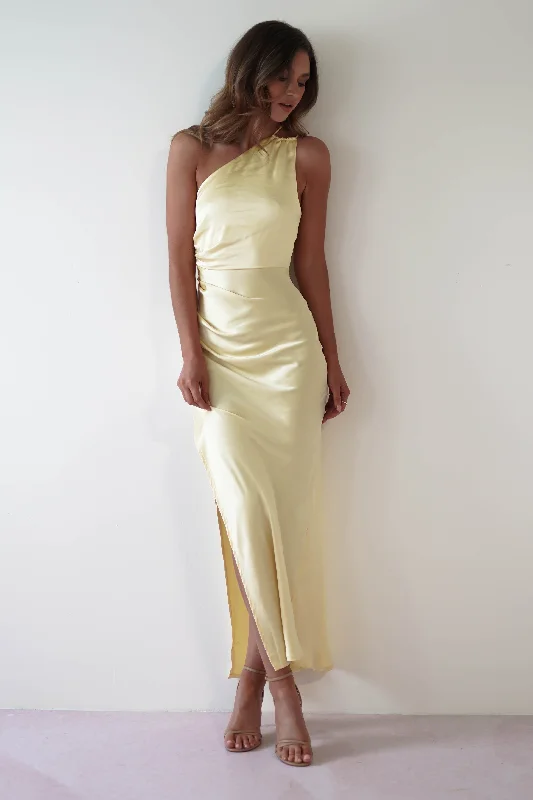 Thessy Soft Satin Maxi Dress | Yellow