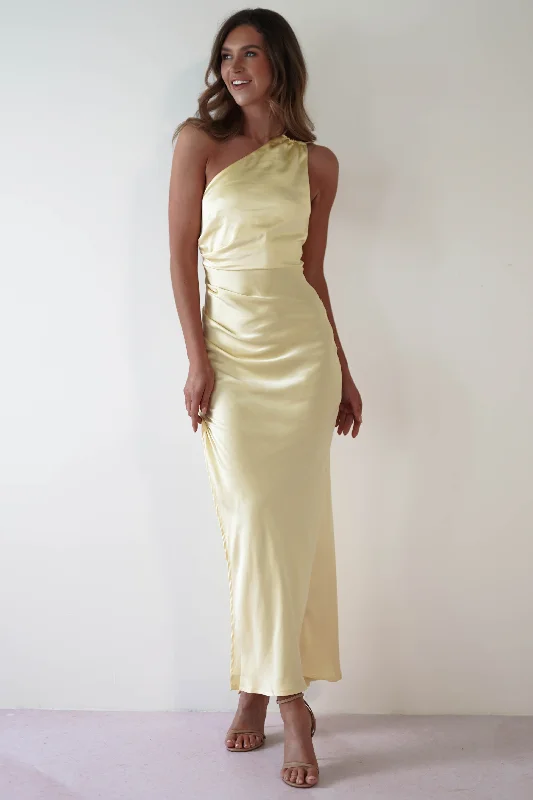 Thessy Soft Satin Maxi Dress | Yellow