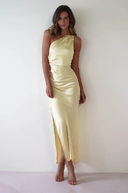 Thessy Soft Satin Maxi Dress | Yellow