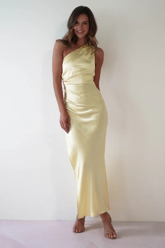 Thessy Soft Satin Maxi Dress | Yellow