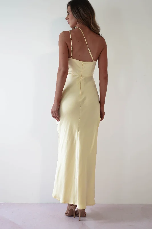 Thessy Soft Satin Maxi Dress | Yellow