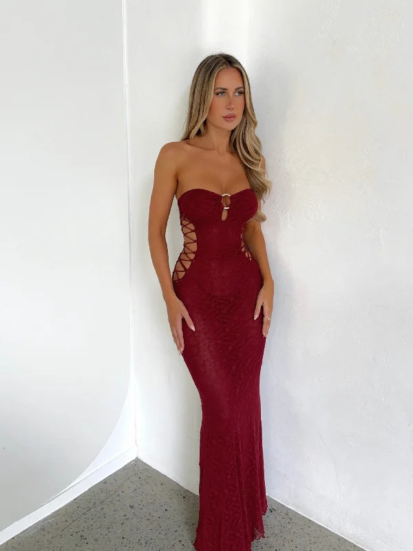 WHITLEY MAXI DRESS BURGUNDY