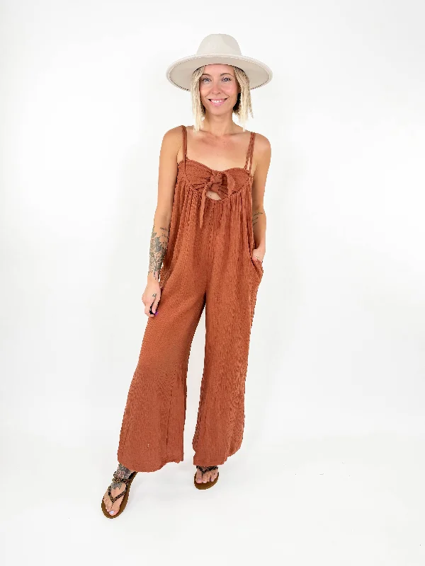 Island Two Piece Jumpsuit Set- BRICK-FINAL SALE