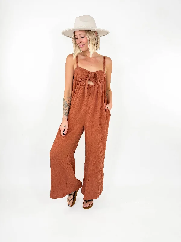 Island Two Piece Jumpsuit Set- BRICK-FINAL SALE