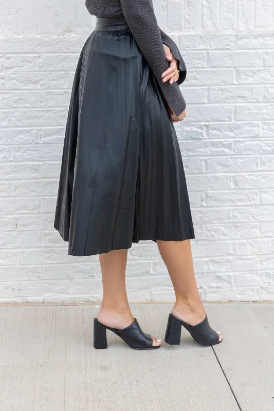 STELLA LEATHER MIDI SKIRT