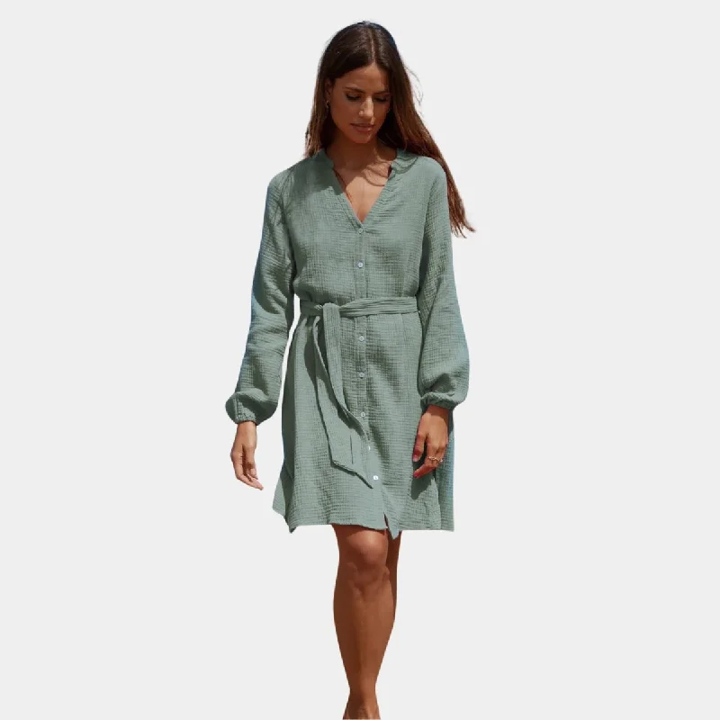 Ladies Belted Shirt Dress