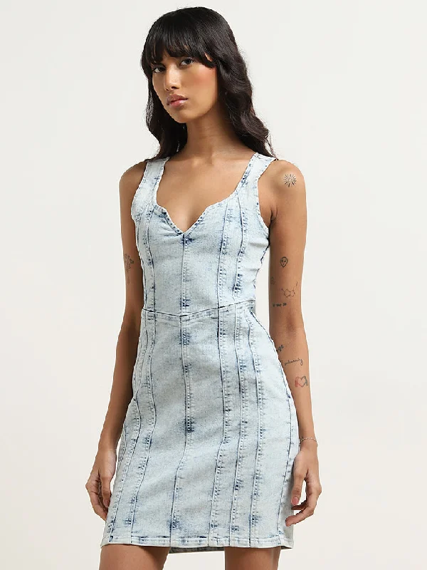 Nuon Light Blue Denim Bodycon Dress