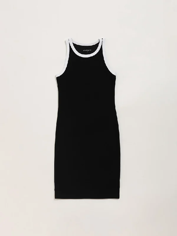 Studiofit Black Ribbed Bodycon Dress