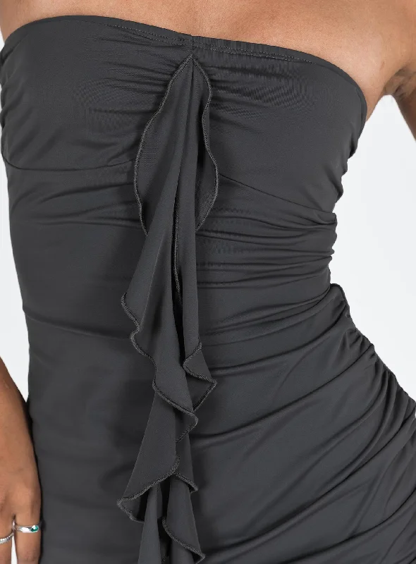 Taz Strapless Mini Dress Slate