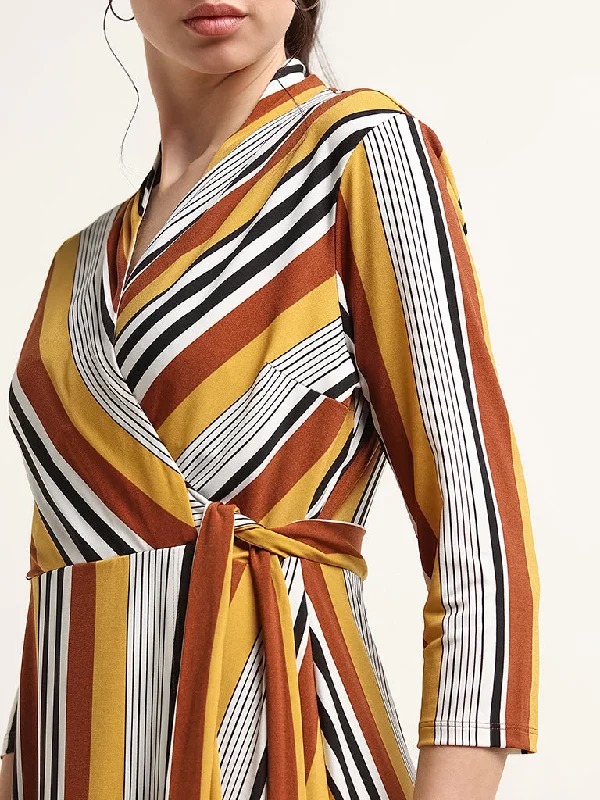 Wardrobe Multicolour Striped A-Line Dress