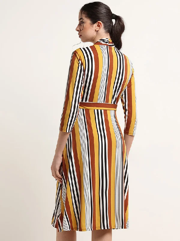 Wardrobe Multicolour Striped A-Line Dress