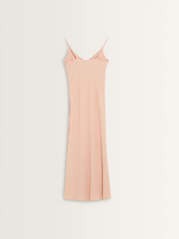 Wardrobe Peach Slit-Detailed Straight Dress